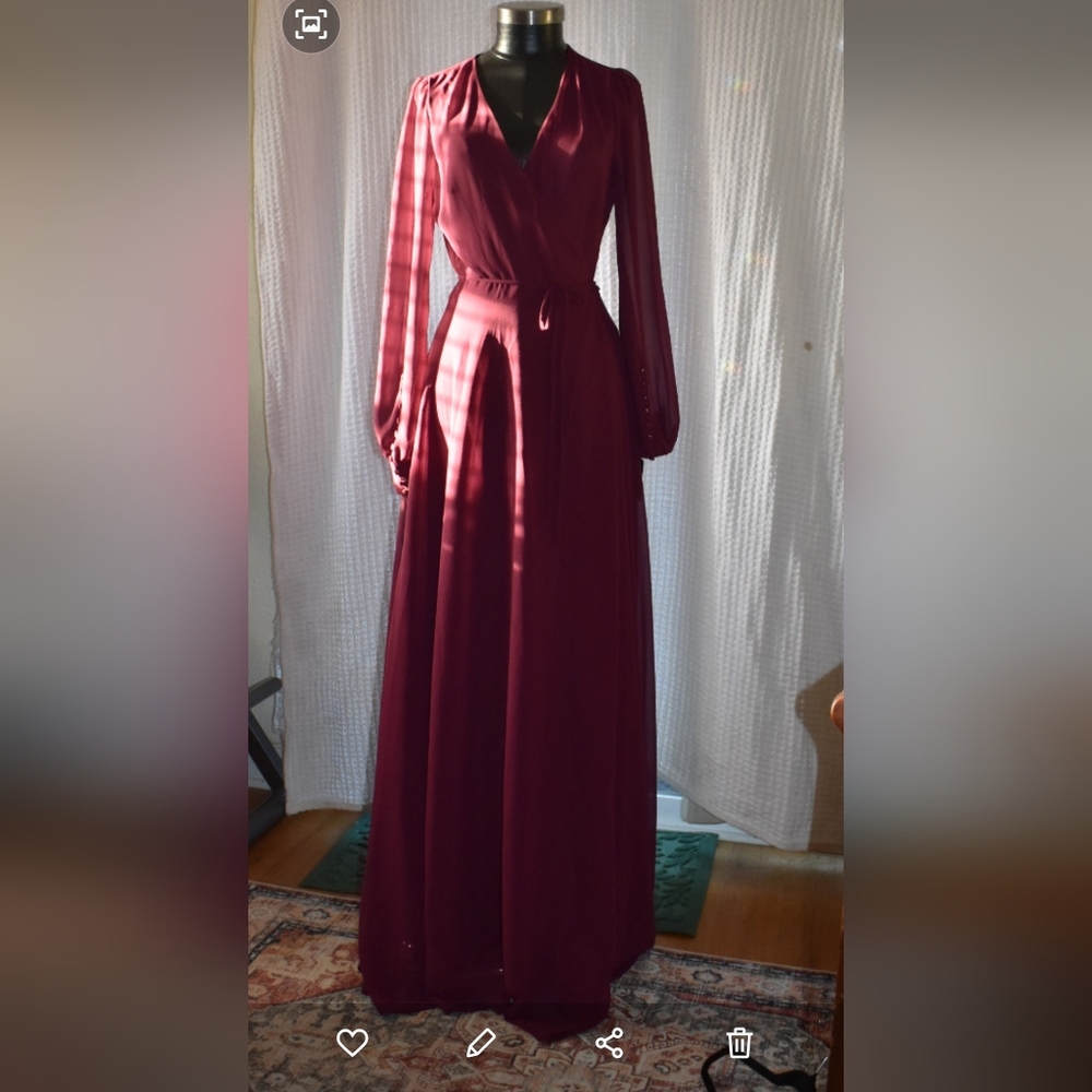 Lulu's Deep Burgundy Long Sleeve Dress